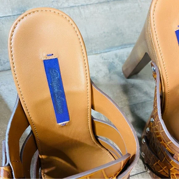 New Ralph Lauren Purple Label Woven Leather Clog Heels Women’s Size 9.5 - Picture 8 of 8